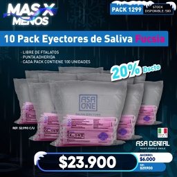[PACK1299] 10 Pack Eyectores de Saliva Fucsia Asa dental