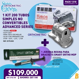 [PACK1318] 1 Kit 200 Tubos No convertibles Advanced Series Orthometric + 1 Jeringa Resina brackets Smart Ortho MDP Smart Dent