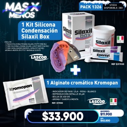 [PACK1326] 1 Kit Silicona Condensación Silaxil Box + 1 Alginato Kromopan Lascod