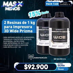 [PACK1328] 2 Resinas de 1 kg para Impresora 3D Wide Prizma 3D Makertech