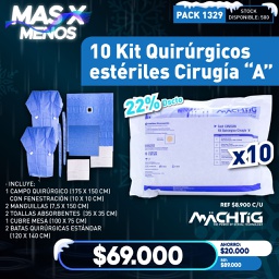 [PACK1329] 10 Kit Quirúrgicos estériles Cirugía &quot;A&quot; Machtig