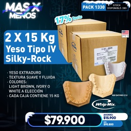 [PACK1330] 2 x 15 kg Yeso Tipo IV Silky-Rock Whip Mix