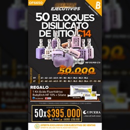 [OF6650] 50 Bloques de Disilicato litio C14 LT Upcera + Regalo