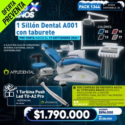 [PACK1344] PRE VENTA 1 Sillón Dental A001 con taburete Appledental + Regalo