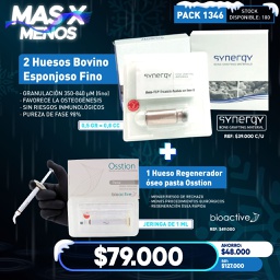 [PACK1346] 2 Huesos Bovino Esponjoso Synergy + 1 Hueso Regenerador óseo pasta Osstion Bioactiv