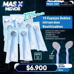 [PACK1351] 10 Espejos Dobles intraorales reutilizables ZT Dental