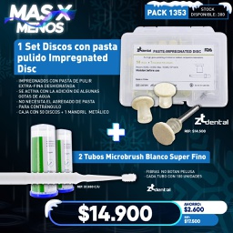 [PACK1353] 1 Set Discos con pasta pulido Impregnated Disc + 2 Tubos Microbrush Super Fino ZT Dental