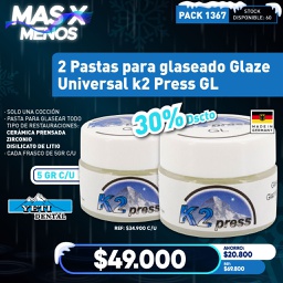 [PACK1367] 2 Pastas para glaseado Glaze Universal k2 Press GL Yeti dental