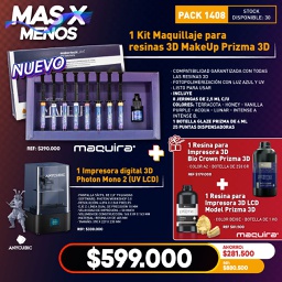 [PACK1408] 1 Kit Maquillaje resinas 3D MakeUp Prizma 3D Makertech Maquira +1 Impresora digital 3D Photon Mono 2 (UV LCD) Anycubic + Regalos