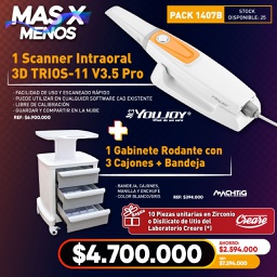 [PACK1407B] 1 Scanner Intraoral 3D TRIOS-11 V3.5 Pro Youjoy + 1 Gabinete rodante Machtig + Regalo