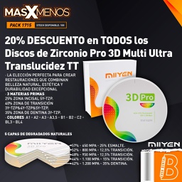 [LAB4495TTM9812] Disco de Zirconio Pro 3D Multi Ultra Translucidez TT 12 mm Miiyen