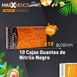 [PACK1521] 10 Cajas Guantes de Nitrilo Negro Blossom