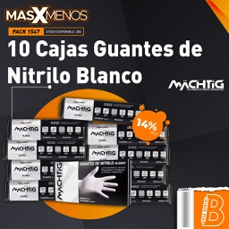 [PACK1547] 10 Cajas Guantes de Nitrilo Blanco Machtig