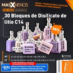 [PACK155330] 30 Bloques de Disilicato de litio C14 Upcera + Gratis Curso