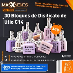[PACK155330] 30 Bloques de Disilicato de litio C14 Upcera + Gratis Curso