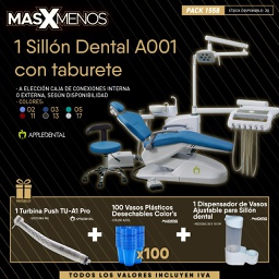 [PACK1558] 1 Sillón Dental A001 con taburete Appledental + Regalos