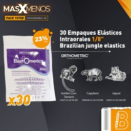 [PACK1575B] 30 Empaques Elásticos Intraorales 1/8&quot; Brazilian jungle elastics Orthometric