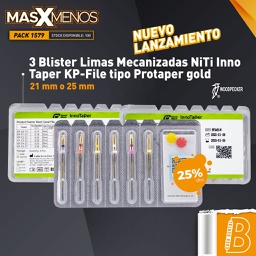 [PACK1579] 3 Blister Limas Mecanizadas NiTi Inno Taper KP-File tipo Protaper gold Woodpecker