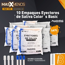 [PACK1593] 10 Empaques Eyectores de Saliva Color´s Basic Machtig