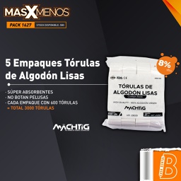 [PACK1627] 5 Empaques Tórulas de Algodón Lisas Machtig