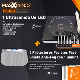 [PACK1626] 1 Ultrasonido U6 LED Woodpecker + 5 Protectores Faciales con 1 lámina Cotisen