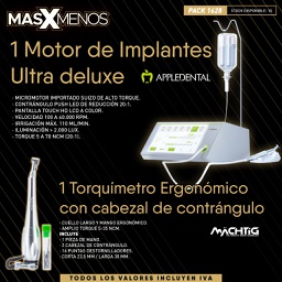 [PACK1628] 1 Motor de Implantes Ultra deluxe Appledental + 1 Torquímetro Ergonómico con cabezal de contrángulo Machtig