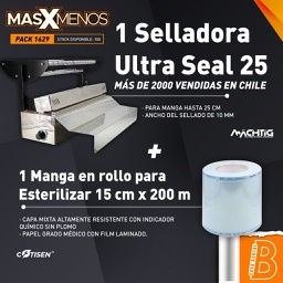 [PACK1629] 1 Selladora Ultra Seal 25 Machtig + 1 Manga para Esterilizar 15 cm x 200 mt Cotisen