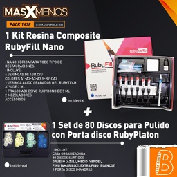 [PACK1638] 1 Kit Resina Composite RubyFill Nano + 1 Set de 80 Discos con Porta disco RubyPlaton Incidental