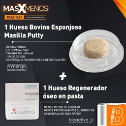 [PACK1641] 1 Hueso Bovino Esponjoso Masilla Putty Synergy + 1 Hueso Regenerador óseo en pasta Osstion Bioactive