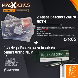 [PACK1643] 2 Casos Brackets Zafiro Roth Ehros + 1 Jeringa Resina para brackets Smart Ortho MDP Smart Dent