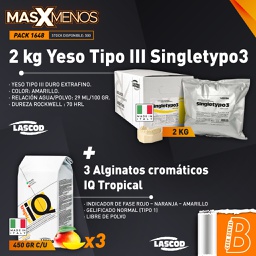 [PACK1648] 2 kg Yeso Tipo III Singletypo3 Lascod + 3 Alginatos Q Tropical Lascod