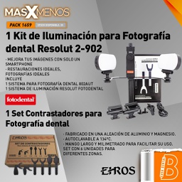 [PACK1659] 1 Kit de Iluminación para Fotografía Resolut 2-902 Fotodental + 1 Set Contrastadores para Fotografía dental Ehros