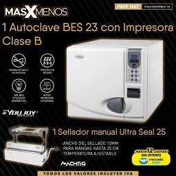 [PACK1667] 1 Autoclave BES 23 con Impresora Clase B Youjoy + 1 Selladora Ultra Seal 25 Machtig