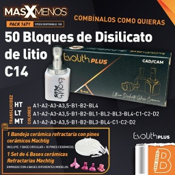 [PACK1671] 50 Bloques de Disilicato de litio C14 Evolith Plus + Regalo