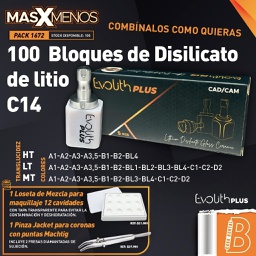 [PACK1672] 100 Bloques de Disilicato de litio C14 Evolith Plus + Regalo