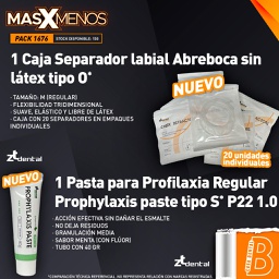 [PACK1676] 1 Caja Separador labial Abreboca sin látex tipo OI + 1 Pasta para Profilaxia Regular Prophylaxis paste tipo S P22 1.0 ZT dental