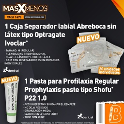 [PACK1676] 1 Caja Separador labial Abreboca sin látex tipo OptraGate Ivoclar + 1 Pasta para Profilaxia Regular Prophylaxis paste tipo Shofu P22 1.0 ZT dental