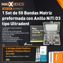 [PACK1678] 1 Set de 50 Bandas Matriz preformada con Anillo NiTi D3 tipo Ultradent ZT Dental + Regalo