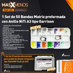 [PACK1681] 1 Set de 50 Bandas Matriz preformada con Anillo NiTi A3 tipo Garrison ZT Dental + Regalo