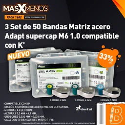 [PACK1682] 3 Set de 50 Bandas Matriz acero Adapt supercap tipo K M6 1.0 ZT Dental