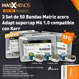 [PACK1682] 3 Set de 50 Bandas Matriz acero Adapt supercap tipo Kerr M6 1.0 ZT Dental