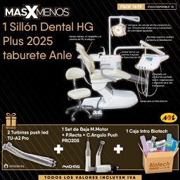[PACK1695] 1 Sillón dental HG Plus 2025 con taburete Anle (estructura blanca) + Regalos
