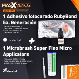 [PACK1706] 1 Adhesivo fotocurado RubyBond 5a. Generación Incidental + 1 Microbrush Super Fino Micro Applicators ZT Dental