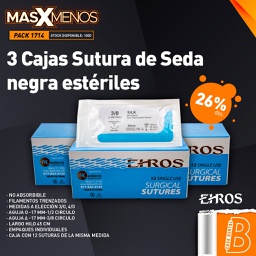 [PACK1714] 3 Cajas Sutura de Seda negra estéril Ehros