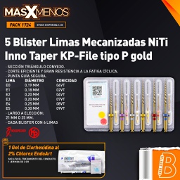 [PACK1724] 5 Blister Limas Mecanizadas NiTi Inno Taper KP-File tipo P gold Woodpecker + Regalo