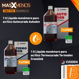 [PACK1738] 1 Líquido monómero para acrílico Autocurado Autoden o Termocurado Termoden Crosslink 1 lt Evoden