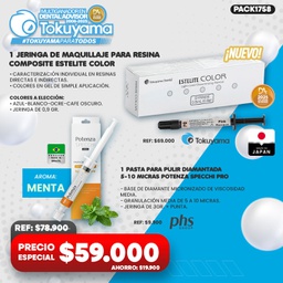 [PACK1758] 1 Jeringa Maquillaje para Resina Composite Estelite Color Tokuyama + 1 Pasta para pulir diamantada 5-10 micras Potenza Specchi Pro PHS