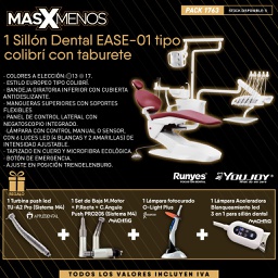 [PACK1763] 1 Sillón Dental EASE-01 tipo colibrí con taburete Youjoy by Runyes + Regalos