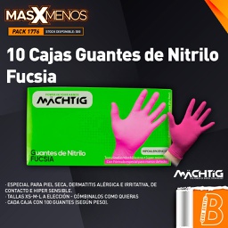 [PACK1776] 10 Cajas Guantes de Nitrilo Fucsia Machtig
