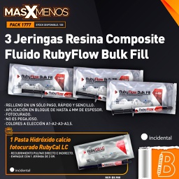 [PACK1777] 3 Jeringas Resina Composite Fluido RubyFlow Bulk Fill Incidental + Regalo